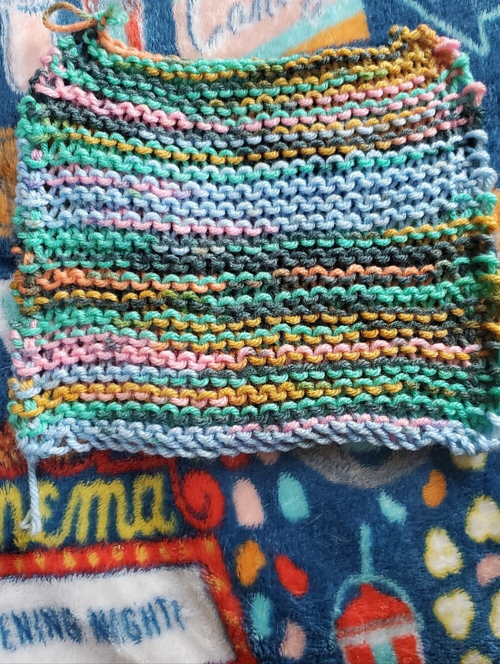 Hand-Knit Kids Multicolor Coster - Soft Pastel & Teal